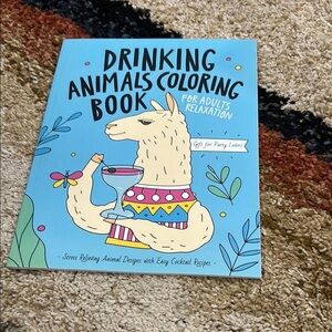 Drinking Animals Coloring Book for Adult Relaxation Recipes Included NWT